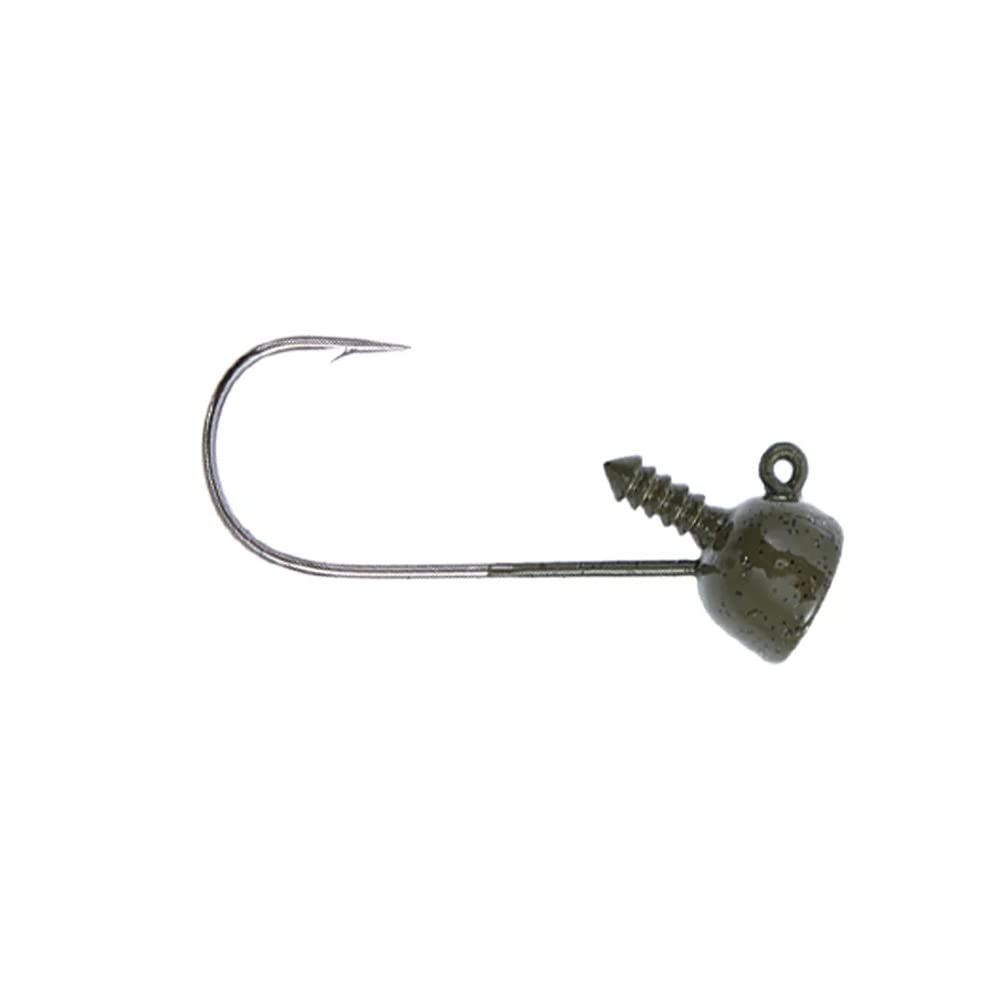 Photo 1 of BUCKEYE LURES Spot Remover Jig Head with Nickel Ultra-Point Hook for Soft Plastic Bass Fishing Baits, 5 Pack, Green Pumpkin, 1/16 oz