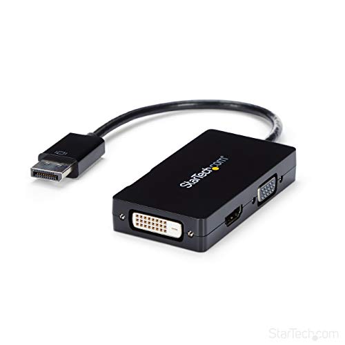 StarTech.com 3 in 1 DisplayPort Multi Video Adapter Converter - 1080p DP Laptop to HDMI VGA or DVI Monitor or Projector Display (DP2VGDVHD)
