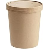 GLOBAL BASICS 32 Oz Kraft Poly-Coated Ice Cream Containers with Lids - Disposable Soup Bowls, 32 Oz Soup Containers with Lids for Hot and Cold Foods, Ideal for Soups and Ice Cream - Pack of 25