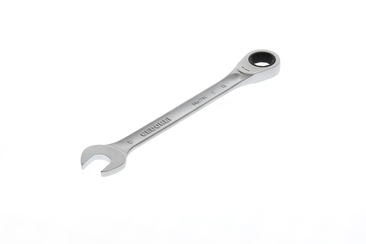 GEDORE Open-ended spanner with ring ratchet, AF 17 mm, Flat, Bi-hex, UD profile, Spanner, 7 R 17