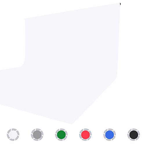 Issuntex 6X9 ft White Background Muslin Backdrop,Photo Studio,Collapsible High Density Screen for Video Photography and Television