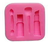 Women Makeup Cosmetic Lipstick Shape Silicone Fondant Mold Eyebrow Blush Brush Shape Fondant Chocolate Mold Silicone Cake Decoration Mold