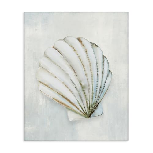 Stupell Industries Grey Seashell Serenity Canvas Wall Art design by Hannah Daws…