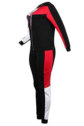 Deloreva Women Two Piece Outfits - Long Sleeve Zip Up Jacket Jogging Suit Pant Set Activewear Jumpsuit Black S