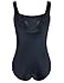 Firpearl Women's Black One Piece Bathing Suit Ruched Tummy Control Swimsuit