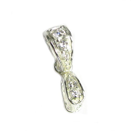 1 pc .925 Sterling Silverl Bail Cz Crystal Pinch In Pendant Clasp Connector Slider/Findings/Bright