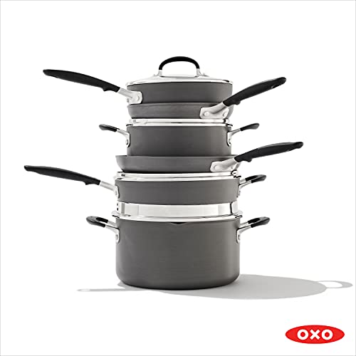 OXO Good Grips 10 Piece Cookware Pots and Pans Set, 3Layered German