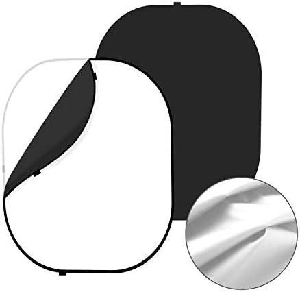 Julius Studio 5 x 7 ft. Double-Sided Reversible Black/White Thick Foldable Collapsible Photo Video Muslin Backdrop Screen, JSAG481