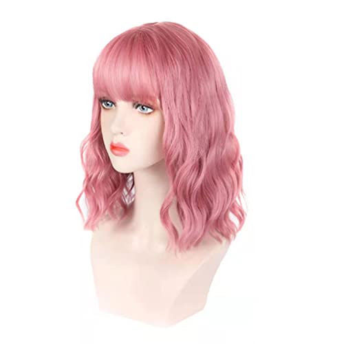 Human Hair Curly Wig for Women Pre Plucked Glueless Wigs with High Temperature Wire Full Coverage Wig Bang Style Artificial Hair Piece Ladies Cosplay Wig 120% Natural Fiber Heat Resistant Hair