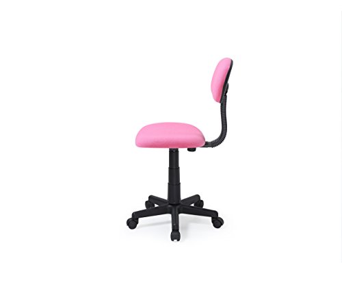 Hodedah Armless Task Chair with Adjustable Height and Swivel Functionality, Pink