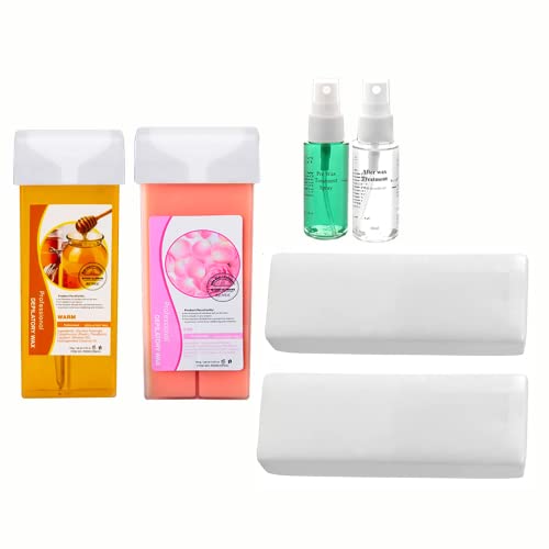 Nynelly Honey and Rose Roll On Wax, Hair Removal Wax Cartridge for Women-Men, Home Self Waxing Body, Depilatory Roller for Sensitive Skin, 40 Strips for Hair Removal (6 Piece Set)