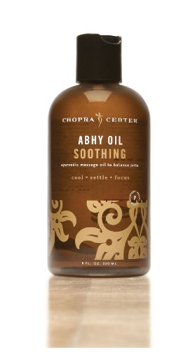 Chopra Center Massage Oil, Soothing ABHY Oil 8oz. Bottle - Made with BEST Organic and Essential Oils to Cool, Settle and Focus the Mind & Body - Professional Ayurvedic Oil to Balance Pitta