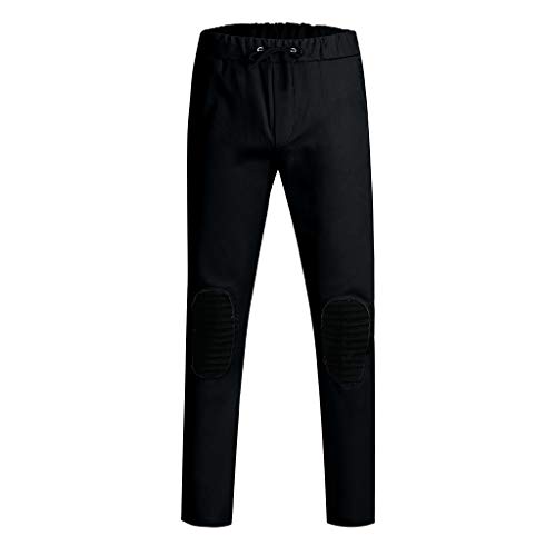 TOPUNDER Mens Spring Winter Joggers Solid Patchwork Drawstring Sweatpants Trouser Pants Black