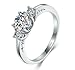 BORUO 925 Sterling Silver Ring, Cubic Zirconia CZ Eternity Engagement Wedding Band Ring