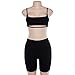 LUFENG Women's Suit Two Pieces Set Sexy Sleeveless Strapless Crop Top and Shorts Set Black S