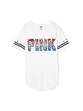 Victoria's Secret PINK Bling Sequin Red White Blue Silver T-Shirt (Medium)