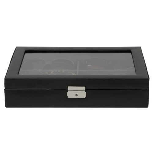Eyeglasses Sunglasses Storage Case Leather 6 Slots (Black) - Thumbnail 3