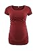 Love2Mi Short Sleeve Maternity Tops Side Ruched Maternity T-Shirt Fitted Pregnancy Clothes Wine Red
