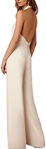 Women's Elegant V Neck Halter Backless Full lined Jumpsuits