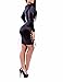 Sexy Women's Black Cut Out Front Long Sleeve Bodycon Cocktail Mini Dress (US L, Black)