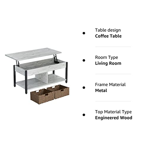 Rolanstar Coffee Table Lift Top, Coffee Table with Hidden Storage