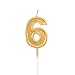 Luter Gold Glitter Happy Birthday Cake Candles Number Candles Number 6 Birthday Candle Cake Topper Decoration for Party Kids Adults