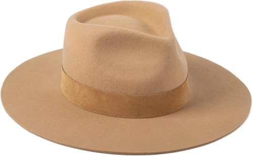 FOUR BUTTONS SAN DIEGO HAT COMPANY FAUX FELT WIDE BRIM HAT CAMEL TAN ONE SIZE San Diego Hat Company Wide Brim Felt Hat | American Eagle main image 2