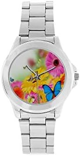 Beautiful Butterflies and Flowers Unisex Stainless Steel Watch