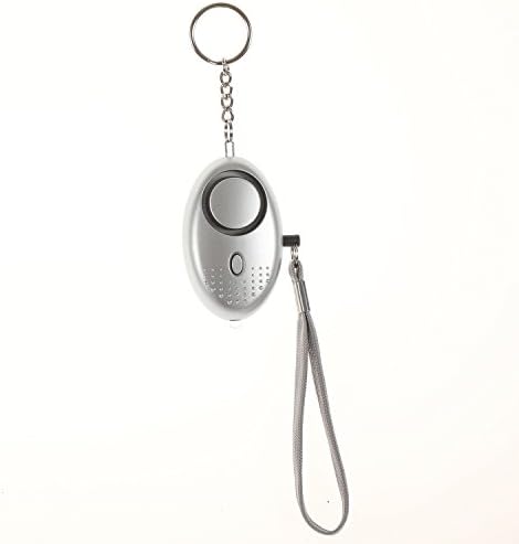 Emergency Personal Security Alarms Self-Defense, Electronic Device Security Alarm Keychain with LED Light for Men Women Kids Older Students(Silver)
