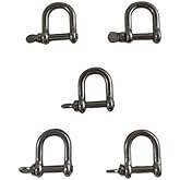 US STAINLESS 5 Pieces Stainless Steel 316 Forged D Shackle 1/8" (3mm) Type K Marine Grade