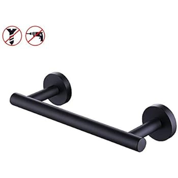 KES Bathroom Towel Bar 9-Inch SUS 304 Stainless Steel Kitchen Storage Organizer Hanger Wall Mount Drill Free Glue Matte Black Finish, A2000S23DG-BK