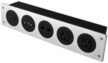 Yolkvisual Conference Table Connectivity Box 2 AC Power（US）+ 2 RJ45 + 1 HDMI + USB + VGA, Sliver