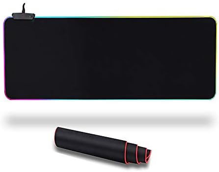 RGB Soft Gaming Mouse Pad Large, 7 Lighting Mode, Oversized Glowing Led Extended Mousepad Non-Slip Rubber Base,31.5 x 11.8in