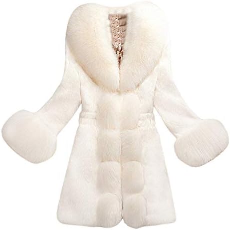 Women's Coat, Plus Size Women Faux Fur Coat Elegant Thick Warm Fashion Outerwear Long Fake Fur Jacket 2018 New (White, M)