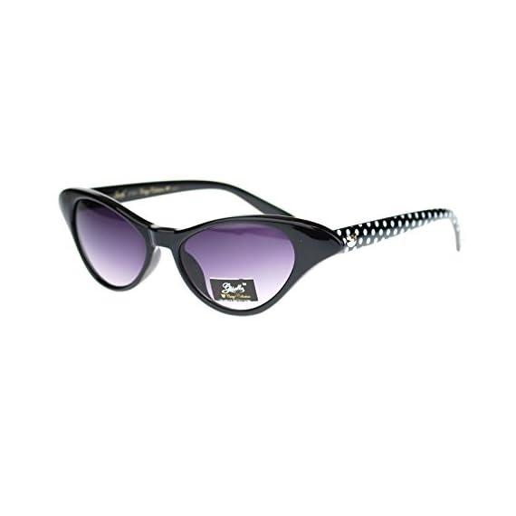 Giselle-Womens-Narrow-Small-Face-Cat-Eye-Horn-Rim-Sunglasses-Black-Polka-Dot