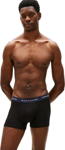 Calzoncillos bóxer Pack de 7 Hombre Trunks con Logotipo en la Cintura, Negro (Wht/Wht/Wht/Blk/Blk/Des/Des), L