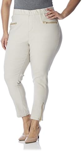 [28290XR-KHAKI-3X] Love Collection Capri Pants for Women, Junior Plus Size, Zipper Pocket &amp; Ankle, Khaki
