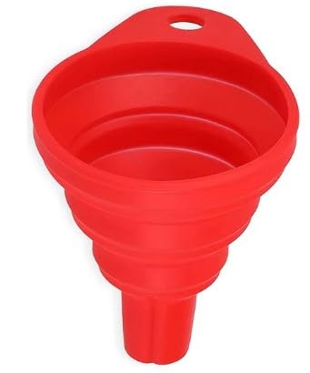 【Amazon限定】じょうご ミニ折りたたみ漏斗セット シリカゲル 漏斗 水ボトル 液体転送 狭口 漏斗 携帯便利 キッチンツール (レッド, 2個) の商品画像