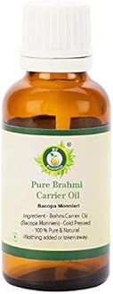 R V Essential Pure Brahmi Oil 15ml (0.507oz)- Bacopa Monnieri (100% Pure and Natural Rare Herb Series)