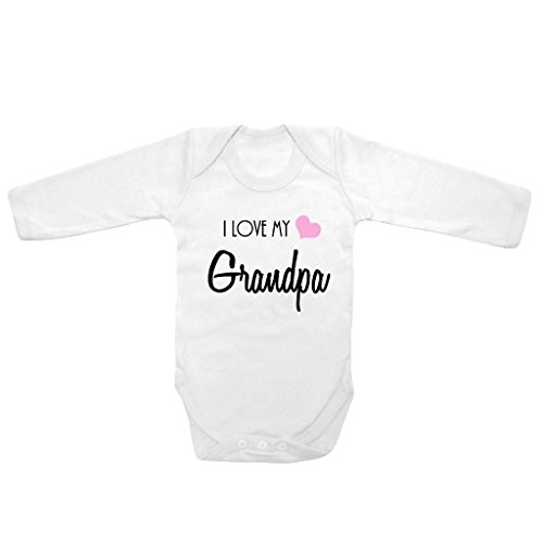 Long Sleeve Baby Tee Time Baby Girls' Font I Love My Grandpa One piece 0-3 Months White