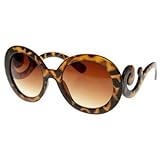 Designer Inspired Oversized High Sunglasses w/ Baroque Swirl Arms