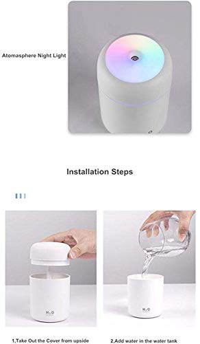 YALANK USB Cool Mist Humidifier, 300ml Portable Mini Humidifier with Colored LED Night Light, Personal Desktop Humidifier for Baby Bedroom Travel Office Home, Auto Shut-Off, Super Quiet