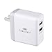 Quick Charge 3.0 30W 2-Port USB Fast Wall Charger for Samsung Galaxy S8 S7 S6 Edge Plus Note 8,LG G5 G6 V20 V30,HTC 10 One A9, and iSmart 2.4A for iPhone 8 7 6s 6 5 Plus, iPad Pro ,Air 2 ,mini,Moto