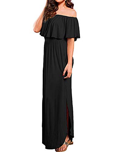 image for Kidsform Women's Off The Shoulder Maxi Dress Ruffle Party Side Split B