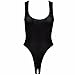 FEESHOW Women's Open Crotch Soft Smooth Bodysuit Leotard Top Teddy Lingerie Black One Size