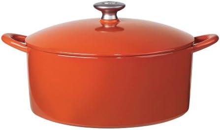 Amazon Com Mario Batali 6 Quart Italian Enamel On Cast Iron Essentials Pot Persimmon Dutch Ovens Kitchen Dining