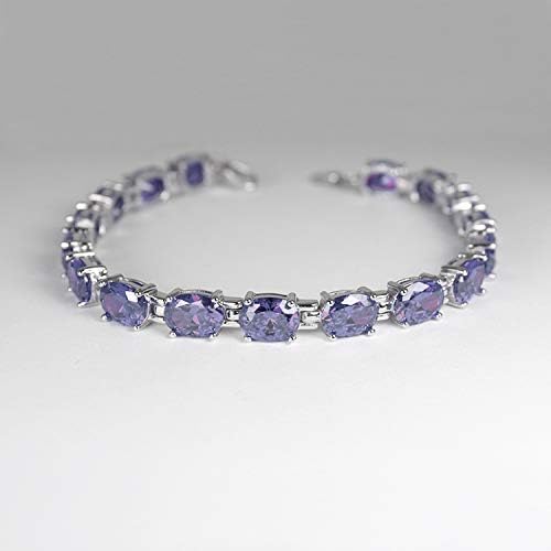 TSNjewelryColor-Changing Alexandrite Tennis Bracelet Sterling Silver 925 / Oval-Shaped