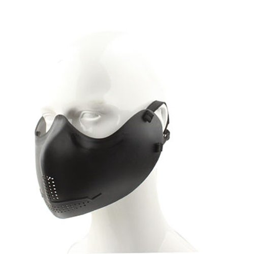 Generic Durable Plastic Tactical Half Face Mask Facial Protective Guard Shield with Elastic Head Strap Black