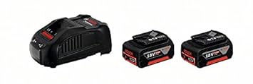Bosch Professional 1600A00B8L 1 600 A00 B8L GAL 1880 CV Ladegerät + 2x GBA 18 V 6,0 Ah, 108 W, Schwarz
