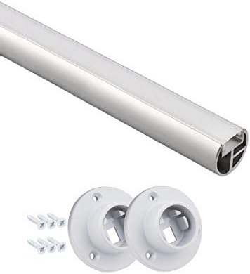 5X Wardrobe Rail for LED Strip Hanging Rail 2M Free END Supports & Screws